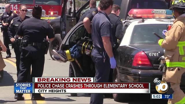 Police chase crashes through elementary school