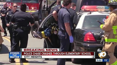 Police chase crashes through elementary school