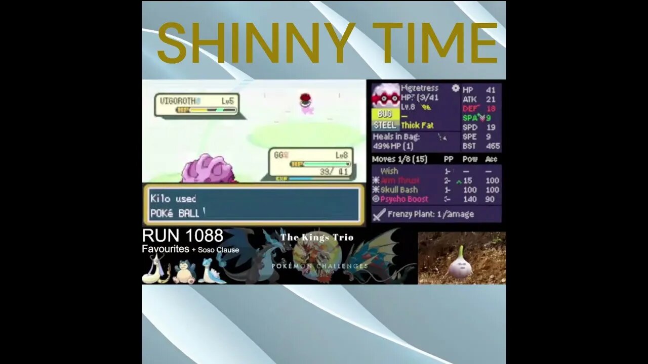 SHINNY VIGOROTH FOUND KAIZO IRONMON (SHOULD HAVE GOTTEN THE XP :( OH WELL)