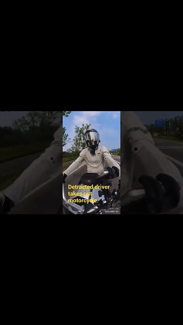 Distracted driver hits motorcycle. Dangerous.