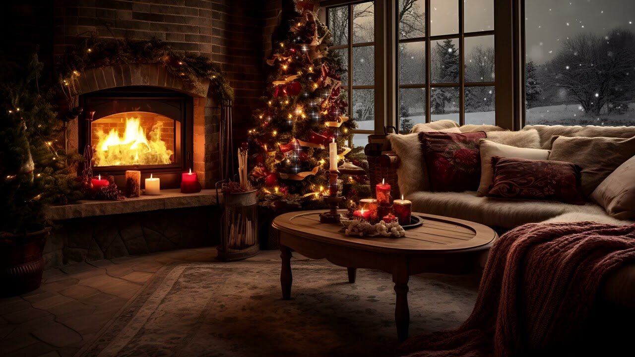 Relaxing Christmas Music & Fireplace - Piano Music, Christmas Carol, Relaxing Music, Sleep Music