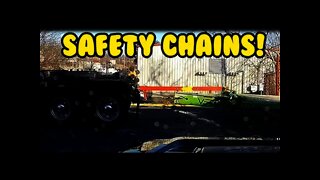 More car wash fails, Trailer disconnects from truck, safety chain save!