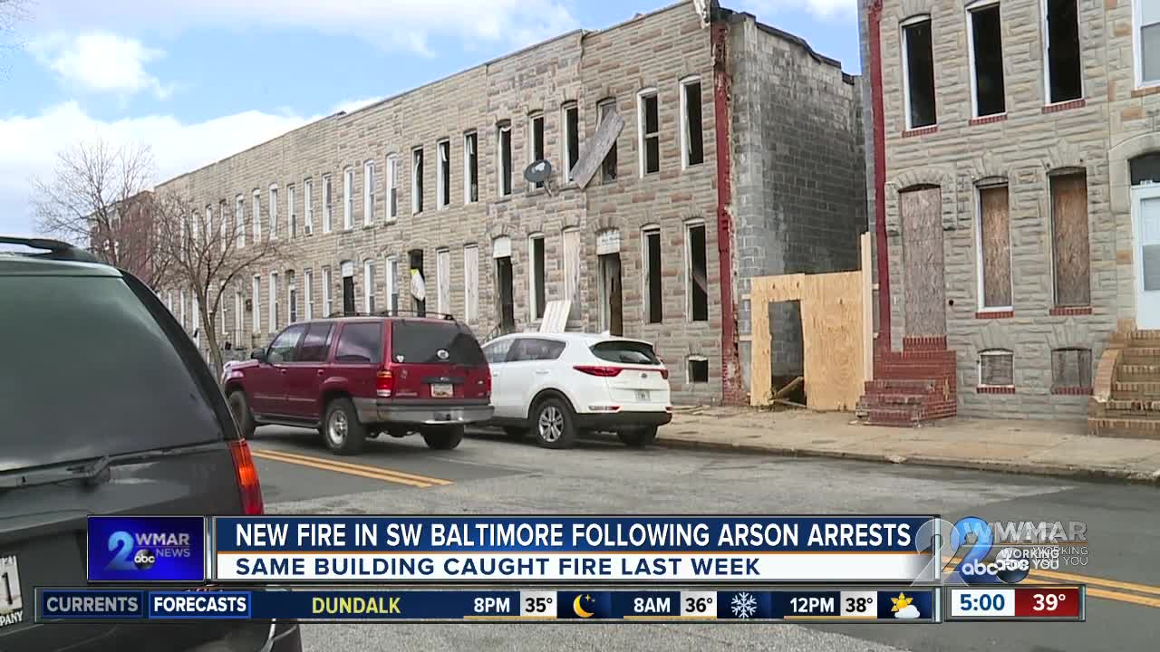 New fire in Southwest Baltimore following arson arrests