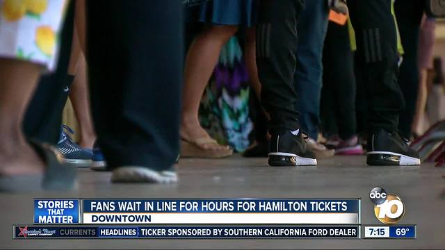 San Diego fans wait in line for hours for Hamilton tickets