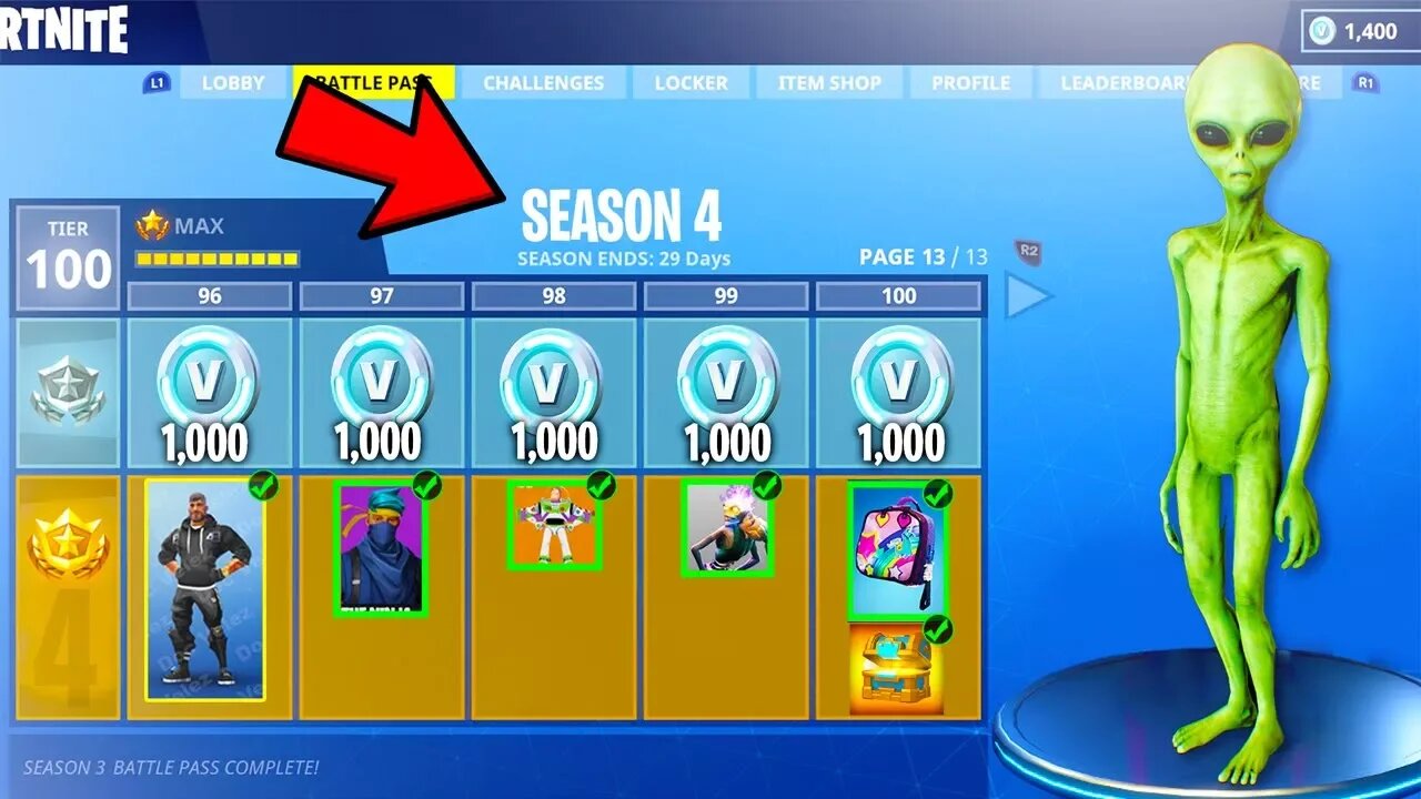 *NEW* Fortnite Season 4 INFORMATION! - ALL SKINS & ITEMS TIER 100 SHOWCASE in Fortnite Battle Royale