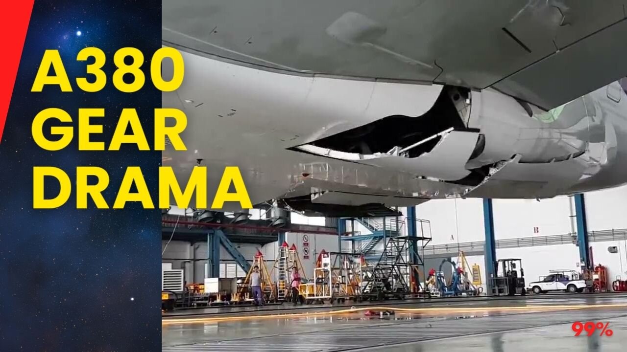 Giant A380 in Peril: Takes Off with Landing Gear Stuck!