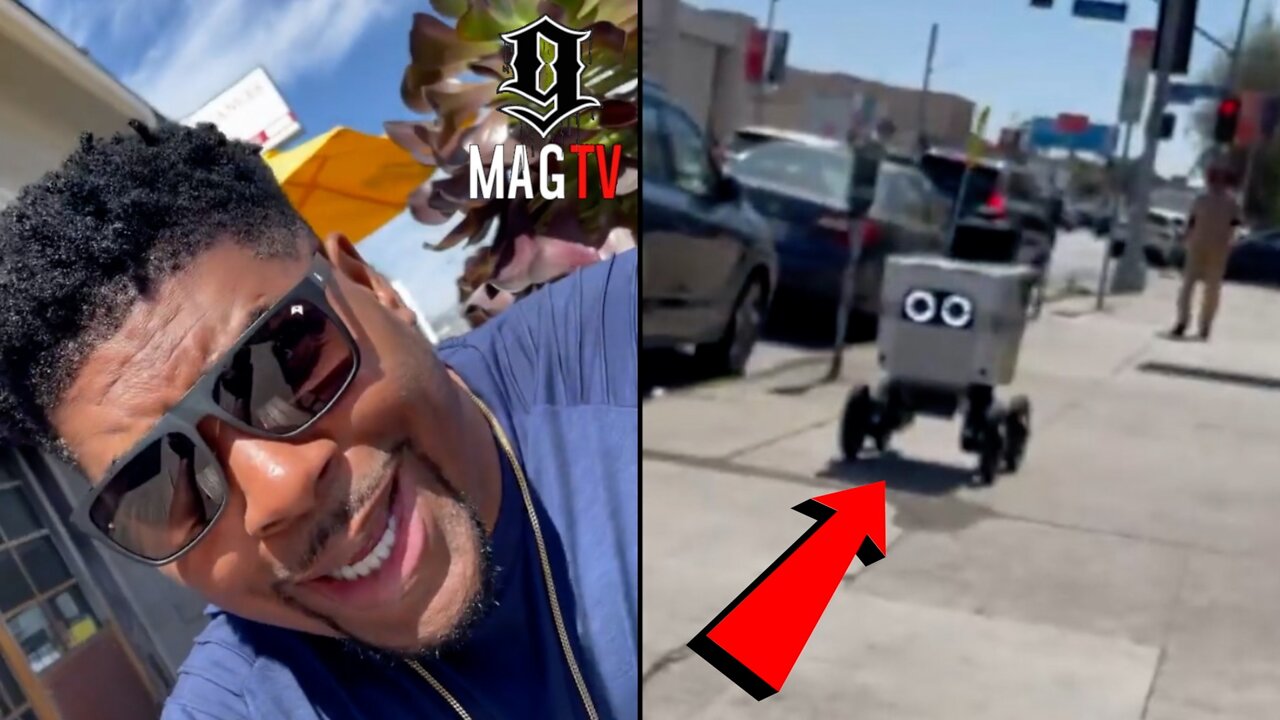 Tariq Nasheed Spots Delivery Robot On Sidewalk While Dining! 🤖