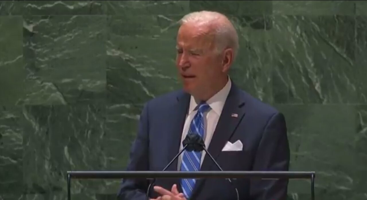 Biden pushing "vaccinations, build back better and code red climate emergencies" in under a minute
