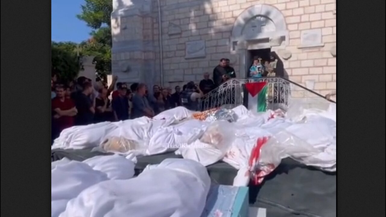 An Christian Orthodox Priest in Gaza having a mass funeral for the murdered children