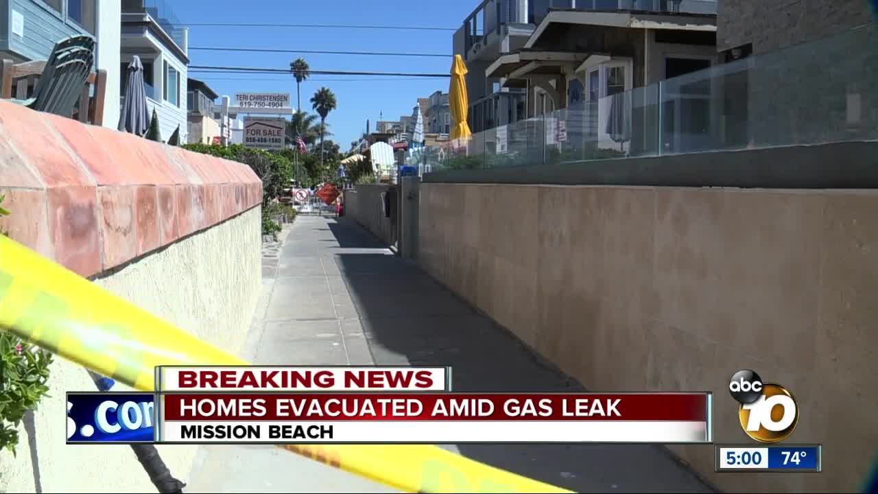 Mission Beach homes evacuated amid gas leak