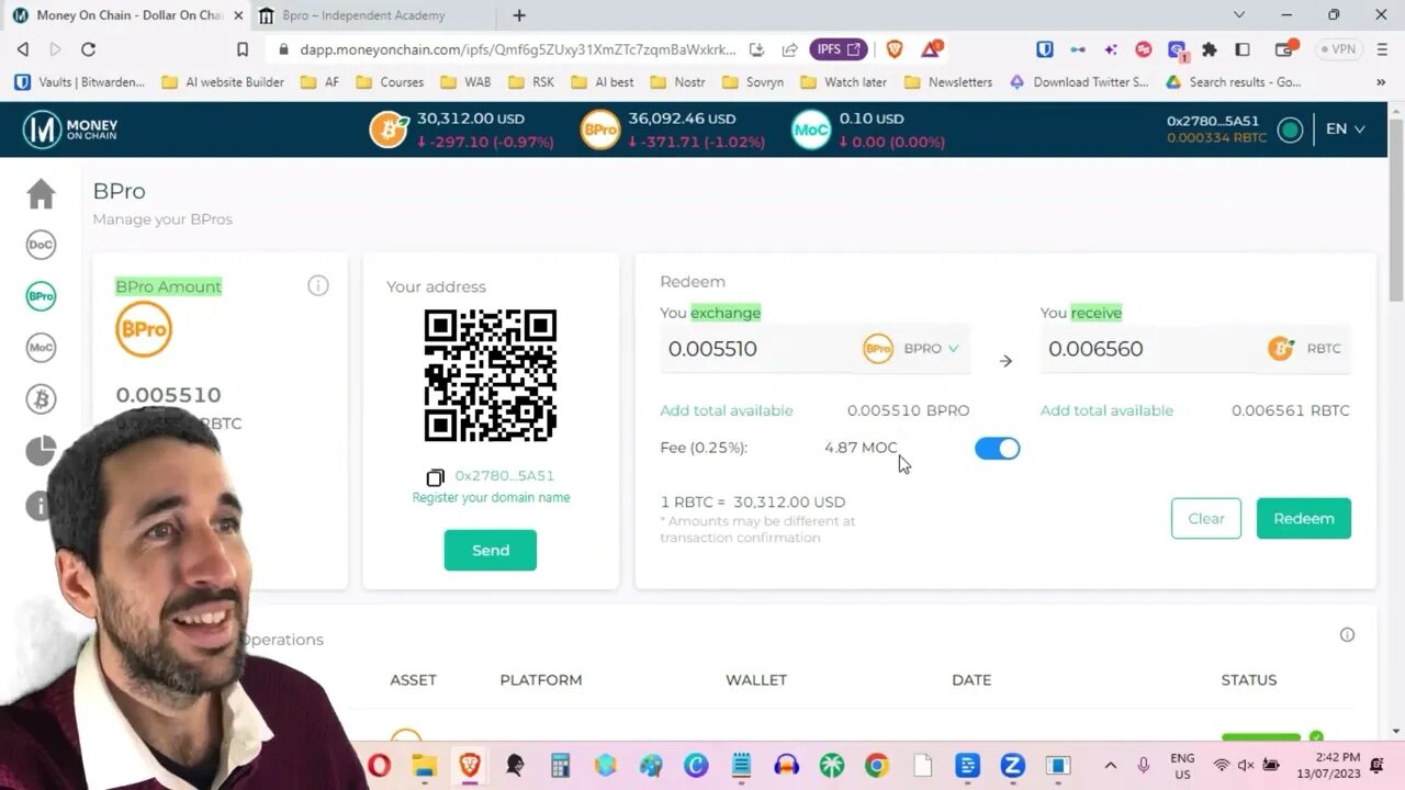 How to Redeem Bpro on Money on Chain