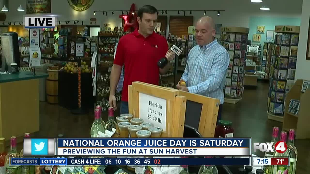 Previewing Orange Juice Day and Peach season at Sun Harvest - 7am live report