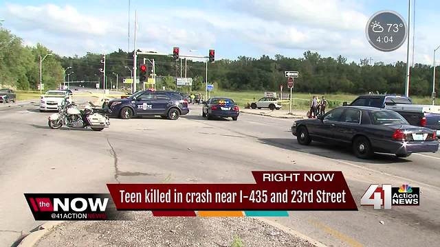 Teen killed in crash near I-435 and 23rd Street