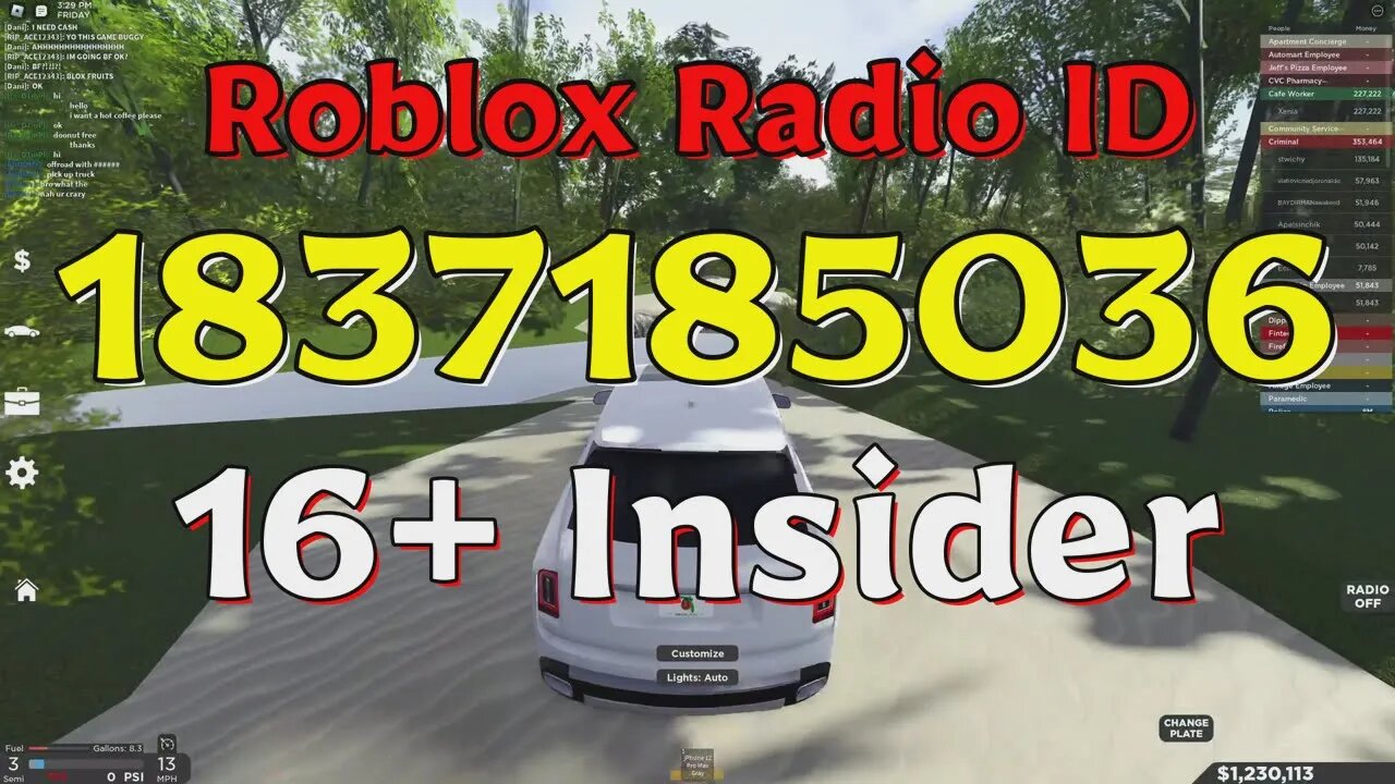 Insider Roblox Radio Codes/IDs