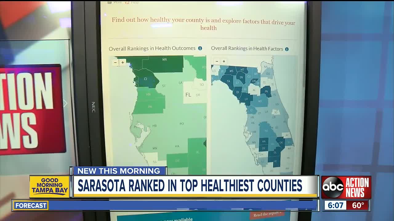 Tampa Bay area counties ranked among healthiest counties in FL