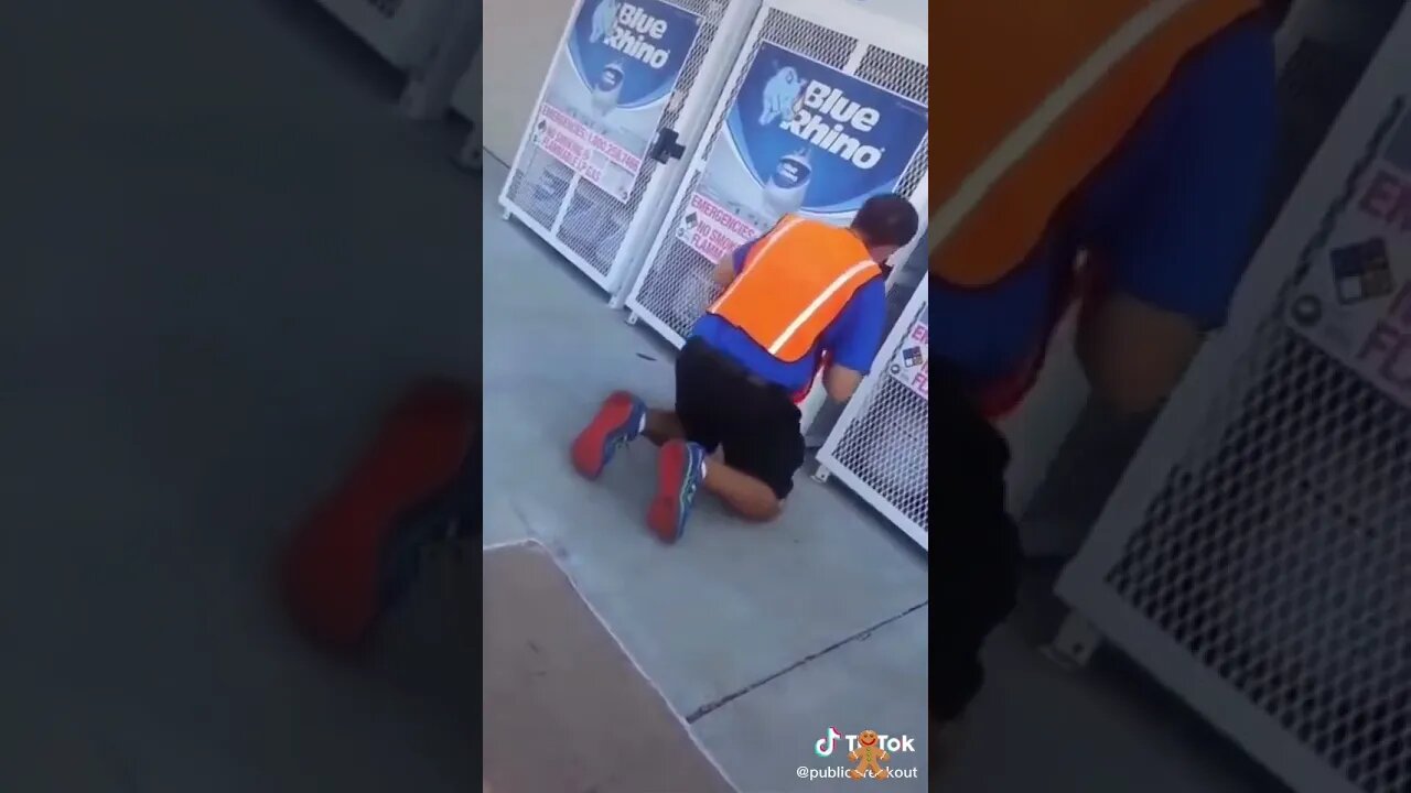 Guy trying to open Blue Rhino container rages #shorts