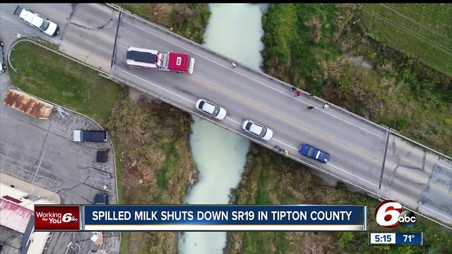 Spilled milk shuts down State Road 19 in Tipton County