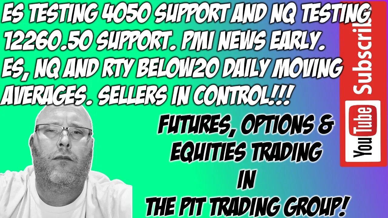 Sellers In Control - ES E mini S&P500 NQ NASDAQ 100 Premarket Trade Plan - The Pit Futures Trading