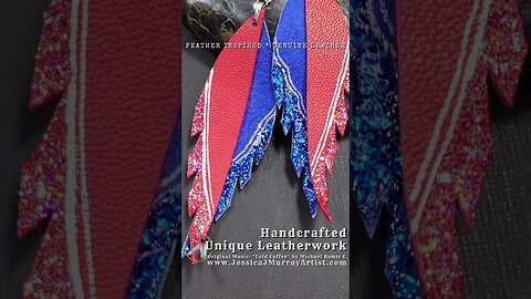 FOURTH OF JULY, 4 inch, leather feather earrings