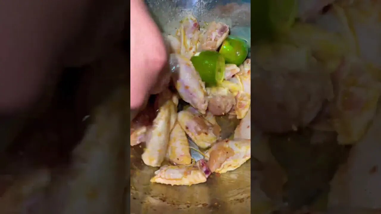 Lime chicken wings mixing ASMR