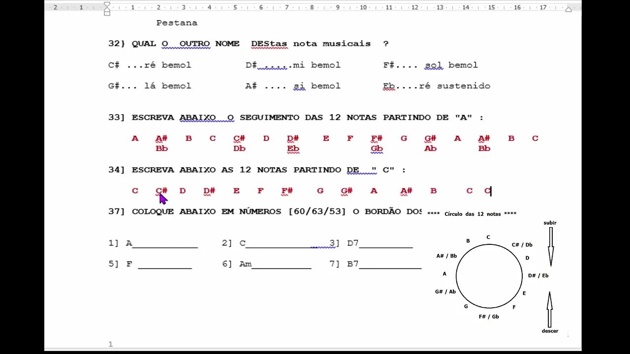 PROVA AS 12 NOTAS MUSICAIS ..... ATENÇÃO prof. Jaime Toledo