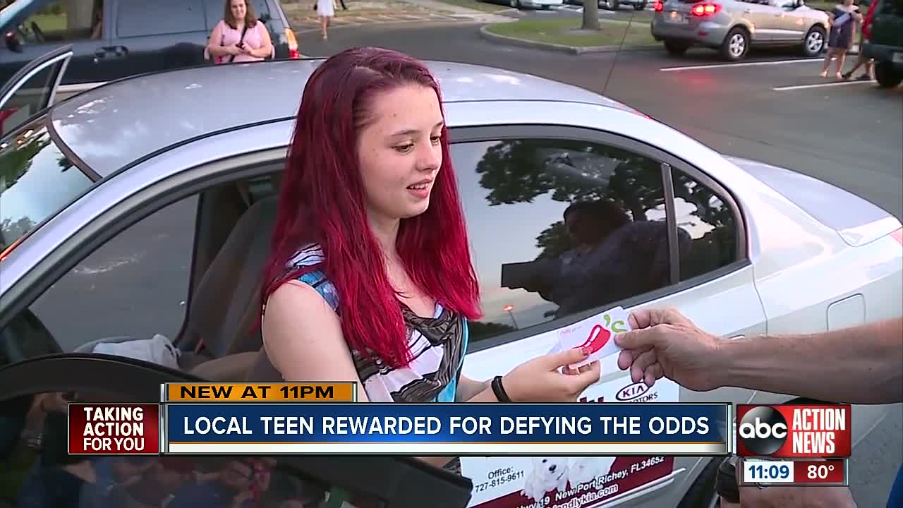 Pasco County high schooler surprised with car after being on her own since 14