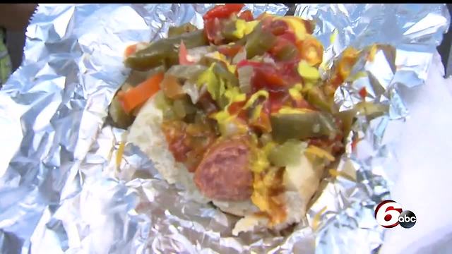 Customers line up for Garcia's Hot Dogs