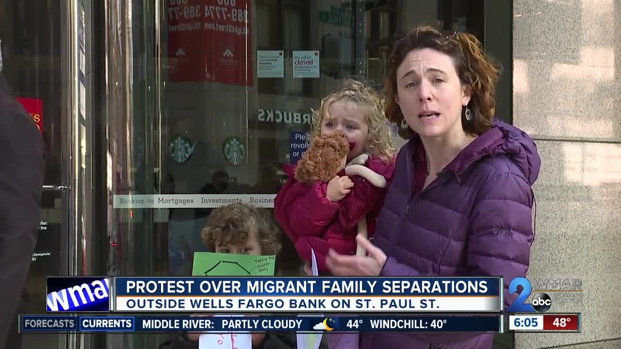 Families protest Wells Fargo for financing companies involved in immigrant detention