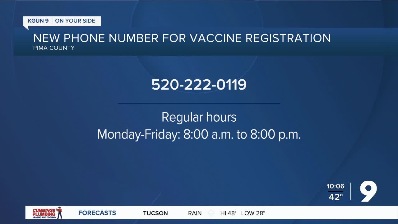 Pima County issues new phone number for COVID-19 vaccination registration