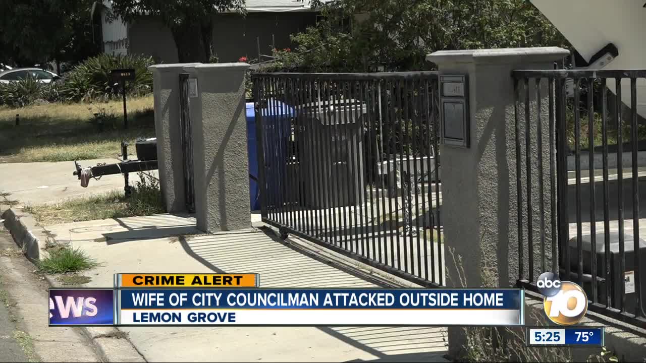 Wife of city councilman attacked outside home