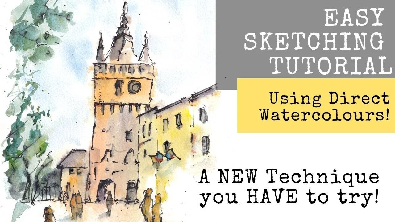 Direct Watercolour and Ink Urban Sketching made Simple - A Line And Wash Watercolor Tutorial