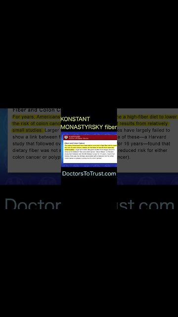 DR KONSTANTIN MONASTYRSKY Studies show it is NOT linked with colon cancer