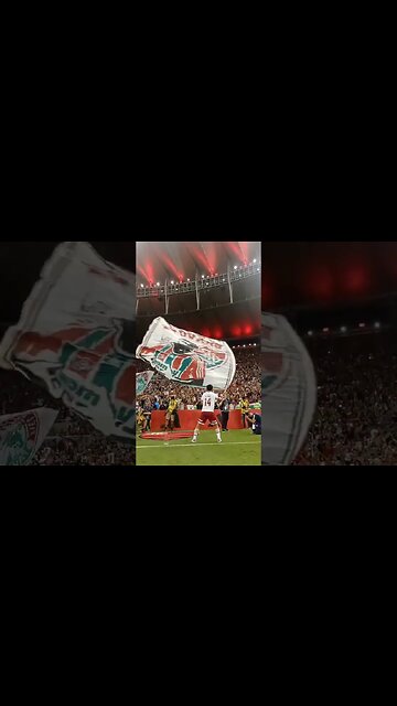 Germán Cano balançando a bandeira do Fluminense após a conquista da Taça Guanabara 2023