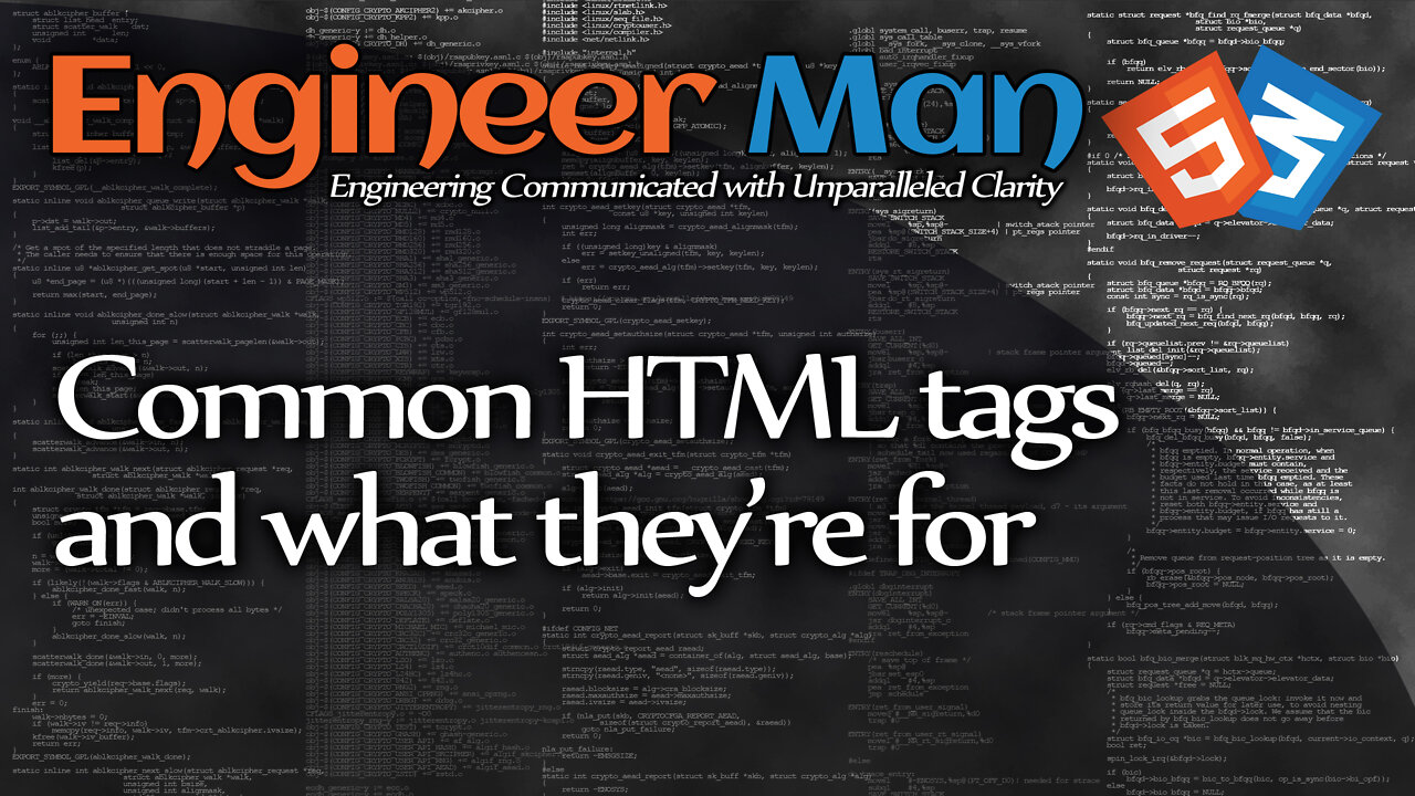 Common HTML tags and what they are for (HTML/CSS Basics)