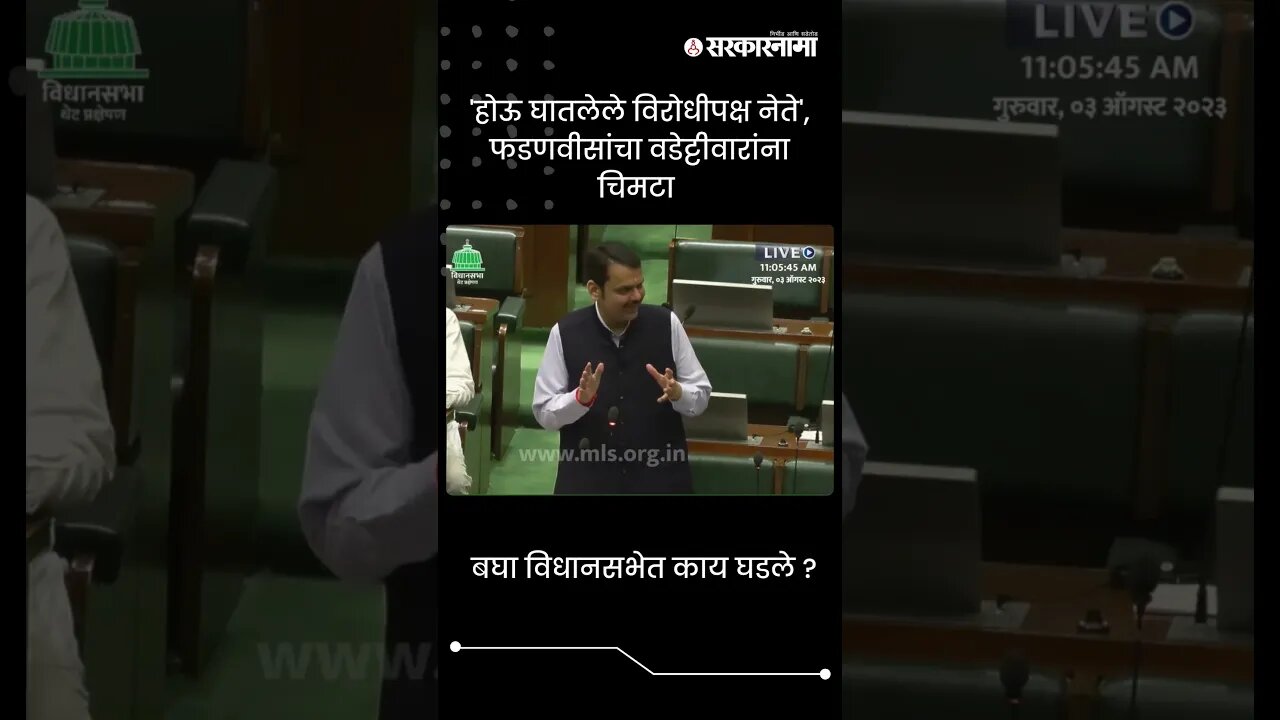 'होऊ घातलेले विरोधीपक्ष नेते', फडणवीसांचा वडेट्टीवारांना चिमटा | Fadnavis On Wadettiwar | #shorts