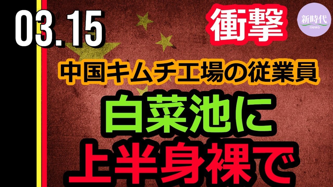 【閲覧注意】中国キムチ工場で 上半身裸の男性が白菜池で作業
