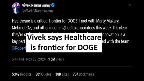 Vivek says healthcare is key target of DOGE