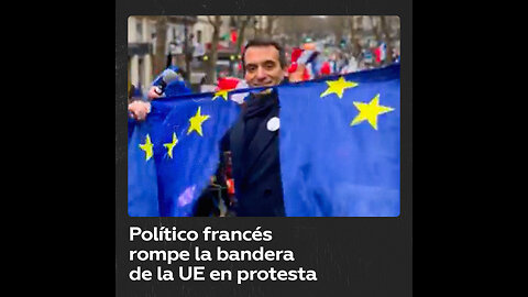 Político francés protesta contra la Unión Europea y la OTAN