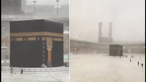 Terrible scene in Makkah, stormy wind and rain