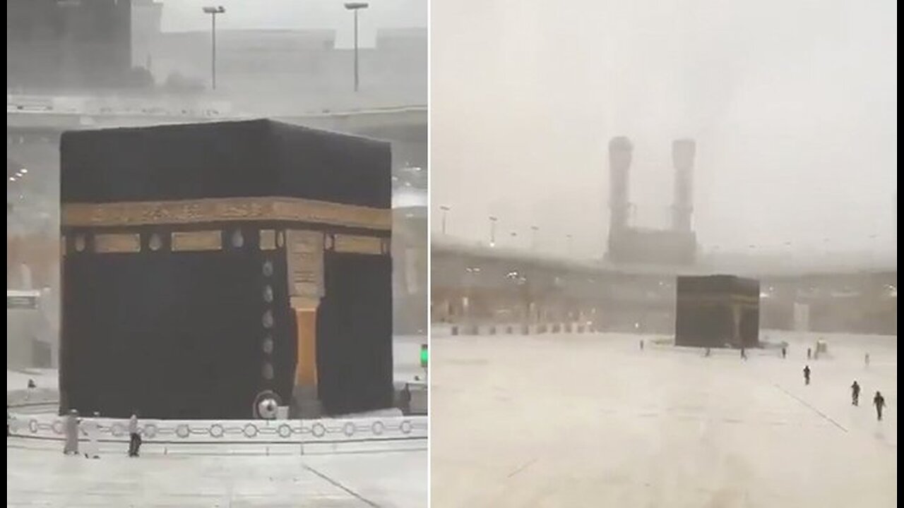 Terrible scene in Makkah, stormy wind and rain