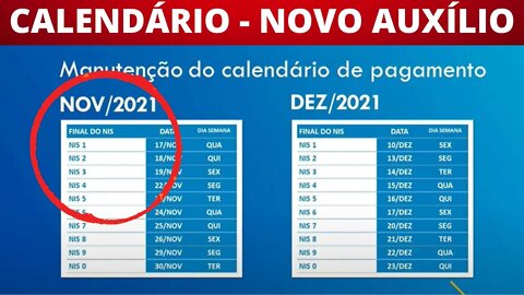 CALENDARIO NOVO AUXILIO BOLSA FAMILIA