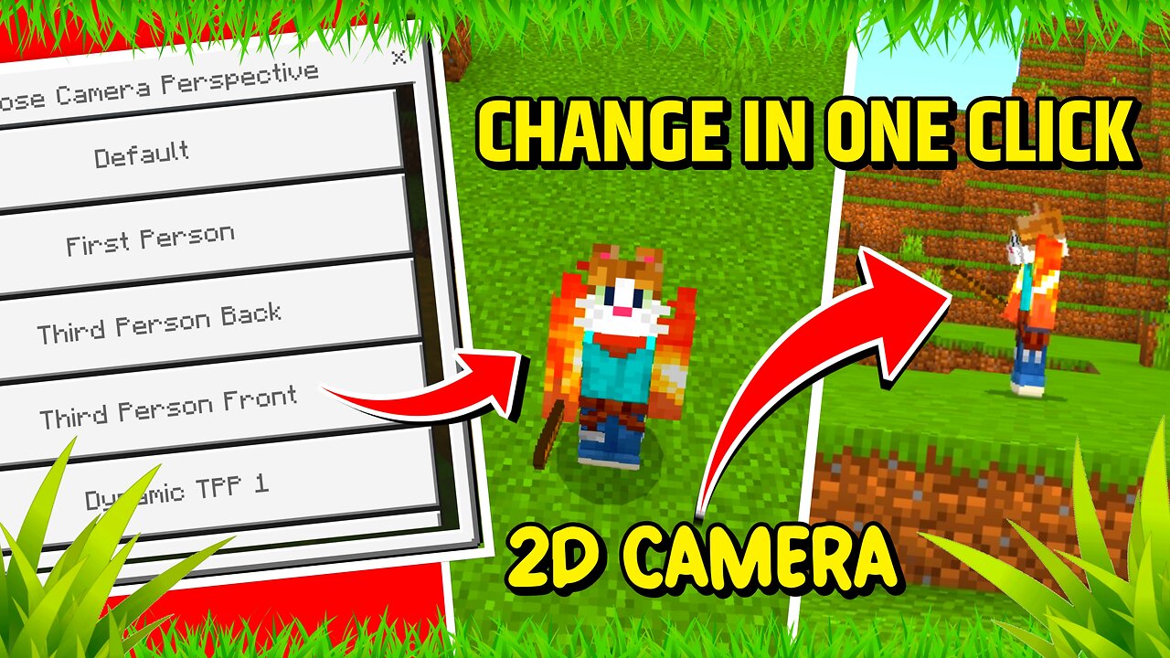 HOW TO CHANGE CAMERA IN ONE CLICK IN MINECRAFT PE | MORE CAMERA PERSPECTIVES | हिंदी में