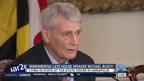 Maryland House Speaker Michael Busch will lie in the state house