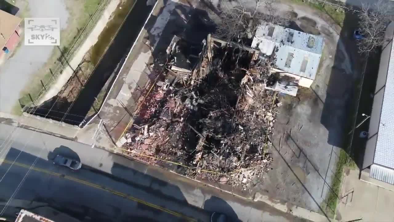 Drone Video: McAlester Building Reduced to Rubble After Fire