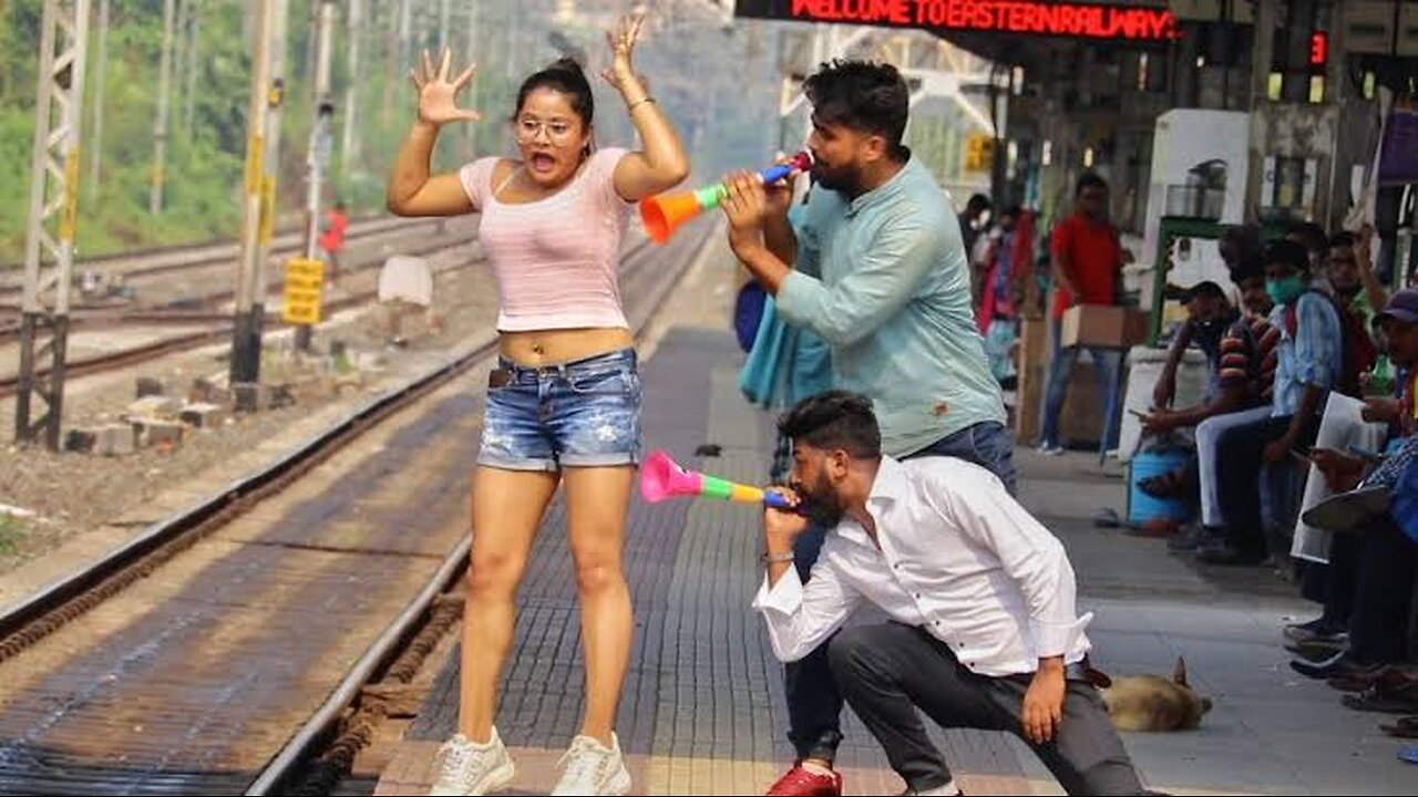 Viral Train Horn Prank on Girl 2024 | funny prank