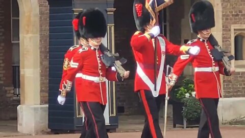 St James's Palace changing of the guard household cavalry band and cold stream Guards #london