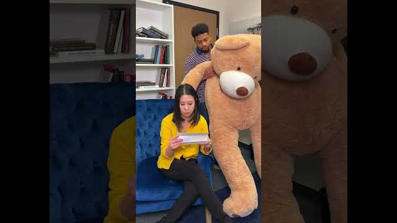 Doctor is gifted a giant teddy bear from her patient