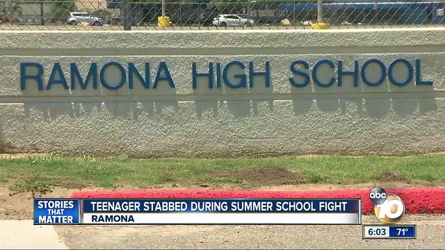 Teenager stabbed during summer school fight at Ramona High School