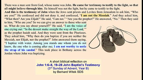 John 1:6–8, 19–28 John Baptist’s Testimony