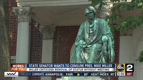 Democrat: Censure Senate president over Taney statue letter